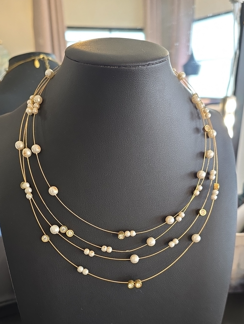 Nolan Miller Gold Multi-Strand Necklace with Ivory Pearls